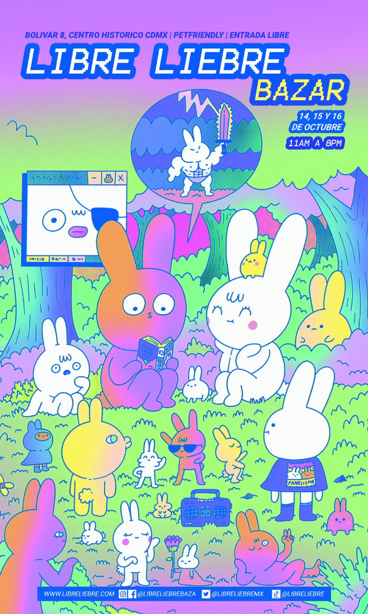 Libreliebremx's tweet image. @panelismo crea nuestro siguiente cartel y te estaremos esperando este 14, 15 y 16 de octubre. 😍😍😍
.
Nos vemos en libre liebre 🐰🐰🐰
.
📆 14, 15 y 16 de octubre
🕚 11:00 AM A 08:00 PM
📍 Bolívar 8 Centro Histórico, CDMX
🎫 ENTRADA LIBRE
🐈‍⬛ PET FRIENDLY
.
#libreliebrebazar