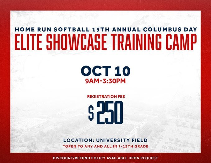 Next up this fall is <a href="/StonyBrookSB/">Stony Brook Softball</a>'s 15th Annual Columbus Day Elite Showcase. Fall weather on Long Island is perfect softball weather. Details below along with the registration link! 

Registration Link: bit.ly/3qU00o1