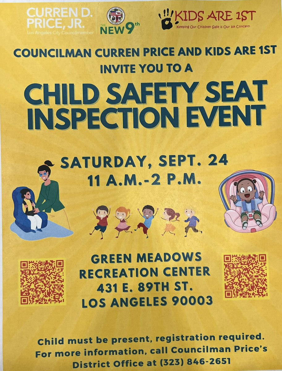 CHILD SAFETY SEAT INSPECTION EVENT! Come on out my make sure your seat is properly installed for FREE! @LAPDCaptainHom @LAPDHQ