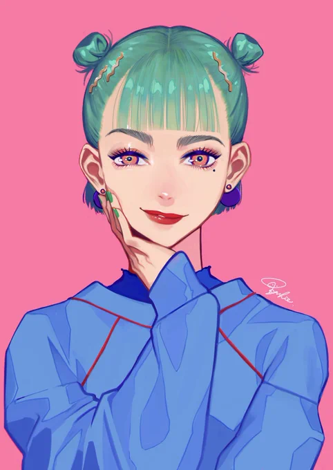 髪の毛緑にした記念絵 