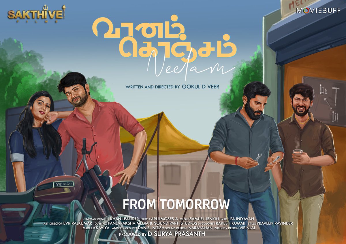 Gokul.D.Veer (@gokul_d_veer) on Twitter photo Here is Our Next Movie Venture titled as #VAANAM_KONJAM_NEELAM releasing on tomorrow evening at 7pm <a href="/moviebuffindia/">Moviebuff</a>
Produced by <a href="/SuryaPr59640762/">Surya Prasanth</a>
Cast : <a href="/ArunCrizer/">Arun Muthusamy</a> <a href="/rio_raj/">Rio raj</a> <a href="/BalaBlackgod/">Karuppu Swami</a> editor: <a href="/arulmosez/">Arul Moses A</a> cinematography: <a href="/khanleander/">Khan Leander</a> Here is Our Next Movie Venture titled as #VAANAM_KONJAM_NEELAM releasing on tomorrow evening at 7pm <a href="/moviebuffindia/">Moviebuff</a>
Produced by <a href="/SuryaPr59640762/">Surya Prasanth</a>
Cast : <a href="/ArunCrizer/">Arun Muthusamy</a> <a href="/rio_raj/">Rio raj</a> <a href="/BalaBlackgod/">Karuppu Swami</a> editor: <a href="/arulmosez/">Arul Moses A</a> cinematography: <a href="/khanleander/">Khan Leander</a>