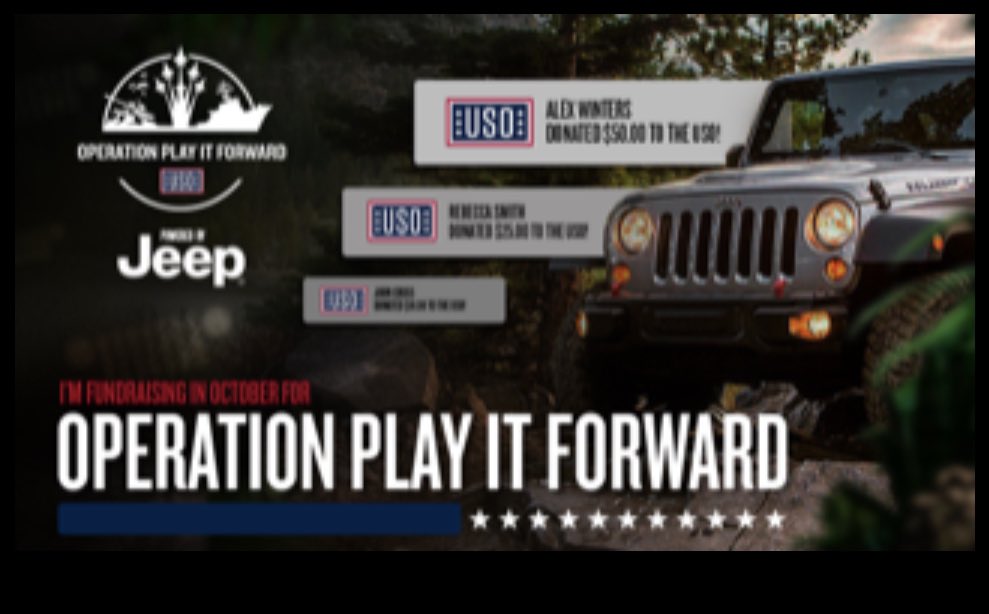 Nodie_X's tweet photo. During the month of October every stream will be to raise money for the USO “Operation Play It Forward” Jeep will be matching up to $80,000. @USOgg #operationplayitforward https://t.co/pUtMJekKTV