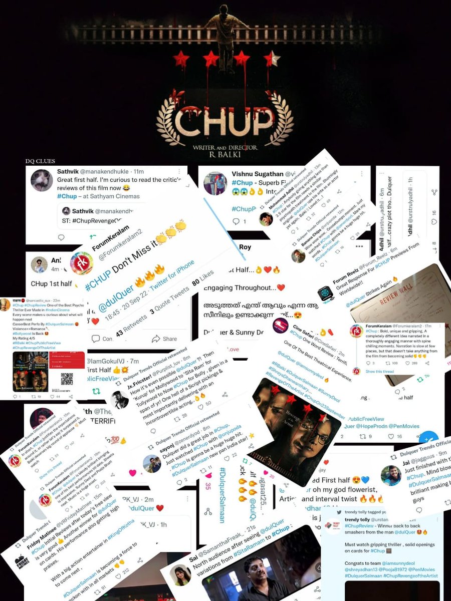 Ansar91949025's tweet photo. #CHUP Public Free View Getting Highly extra Ordinary response from Audience.!! ๐คฏโฅ๏ธ๐ฅ #ChupReview ๐ฑ
Dulquer & Sunnydeol Outstanding Performance.! ๐ฏ๐ฅ
#DulquerSalmaan #ChupRevengeOfTheArtist #ChupPublicFreeView ๐ฅ #ChupNextFriday #ChupBookingsOpen https://t.co/kvRKNfdBbW