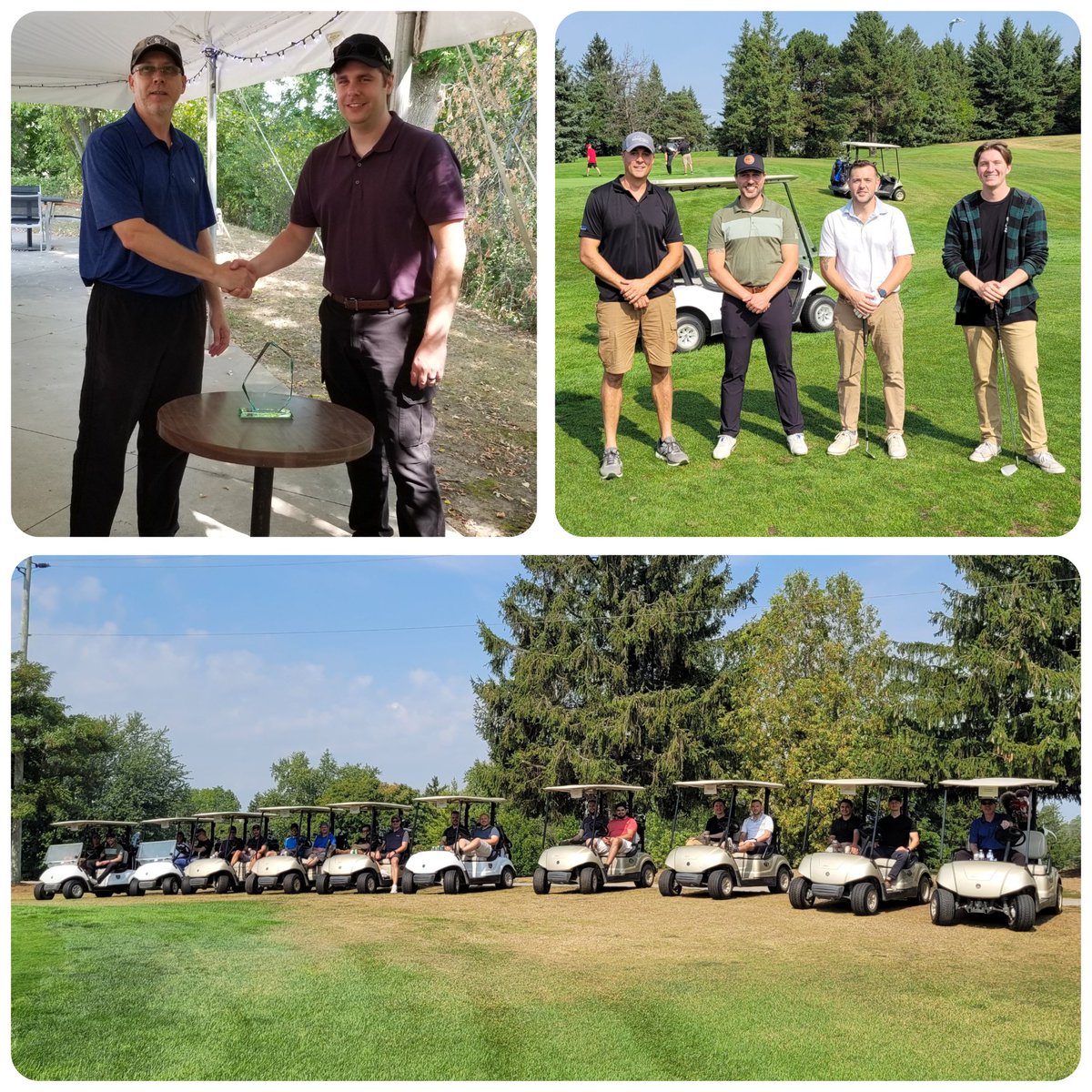 RidgeTechAuto's tweet image. Our fall golf tournament was a perfect time to celebrate another team member milestone.  Justin started with RidgeTech as a co-op student and was hired full time after graduation.  Fast forward a few years and we’re celebrating his 5 Year Anniversary.  Congratulations Justin!