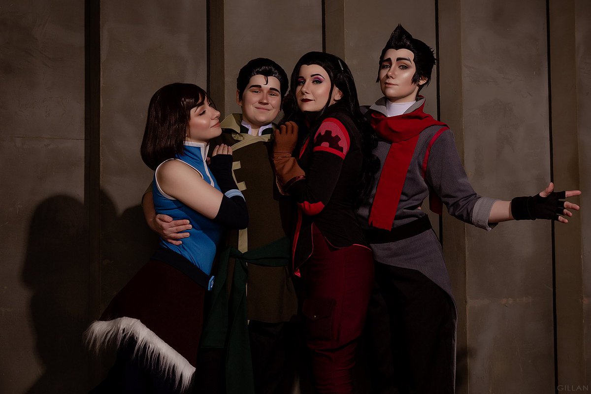 Kashisempai's tweet photo. The Legend of Korra
Bolin - me
Korra - @stayslay
Asami - @Issida_san
Mako - @renton_torston

Ph, Edit - @galaxygillan

Pabu maker - @CheshirFox https://t.co/rZboM15Vj4