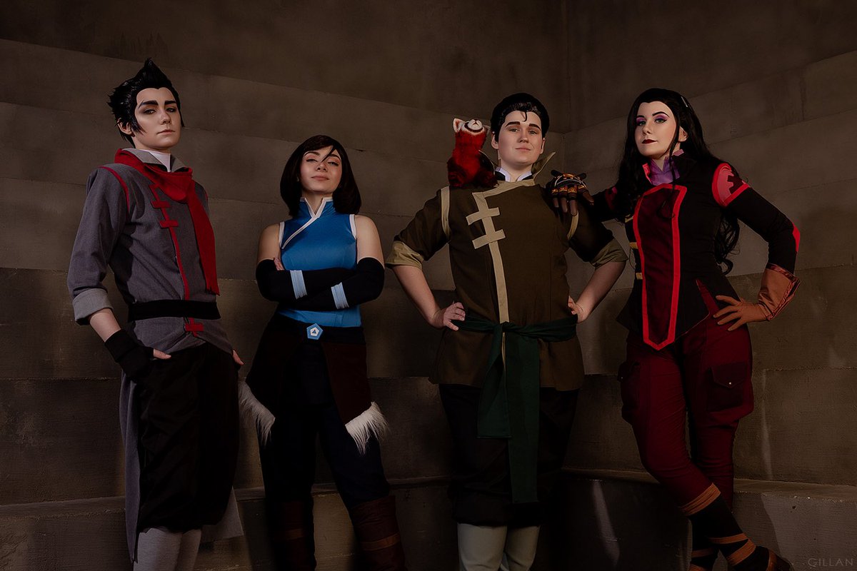 Kashisempai's tweet photo. The Legend of Korra
Bolin - me
Korra - @stayslay
Asami - @Issida_san
Mako - @renton_torston

Ph, Edit - @galaxygillan

Pabu maker - @CheshirFox https://t.co/rZboM15Vj4