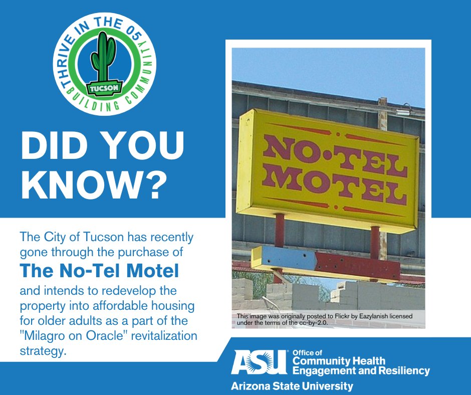 AsuOcher's tweet photo. The famous landmark has been acquired by @cityoftucson in an attempt to revitalize &amp; rebuild the community to help out vulnerable populations. Follow the link for more info https://t.co/m7vSvpOPhv   #thriveinthe05 #buildingcommunity #tuesday #TriviaTuesday #DidYouKnow #revitalize https://t.co/fQbTLMuMtw