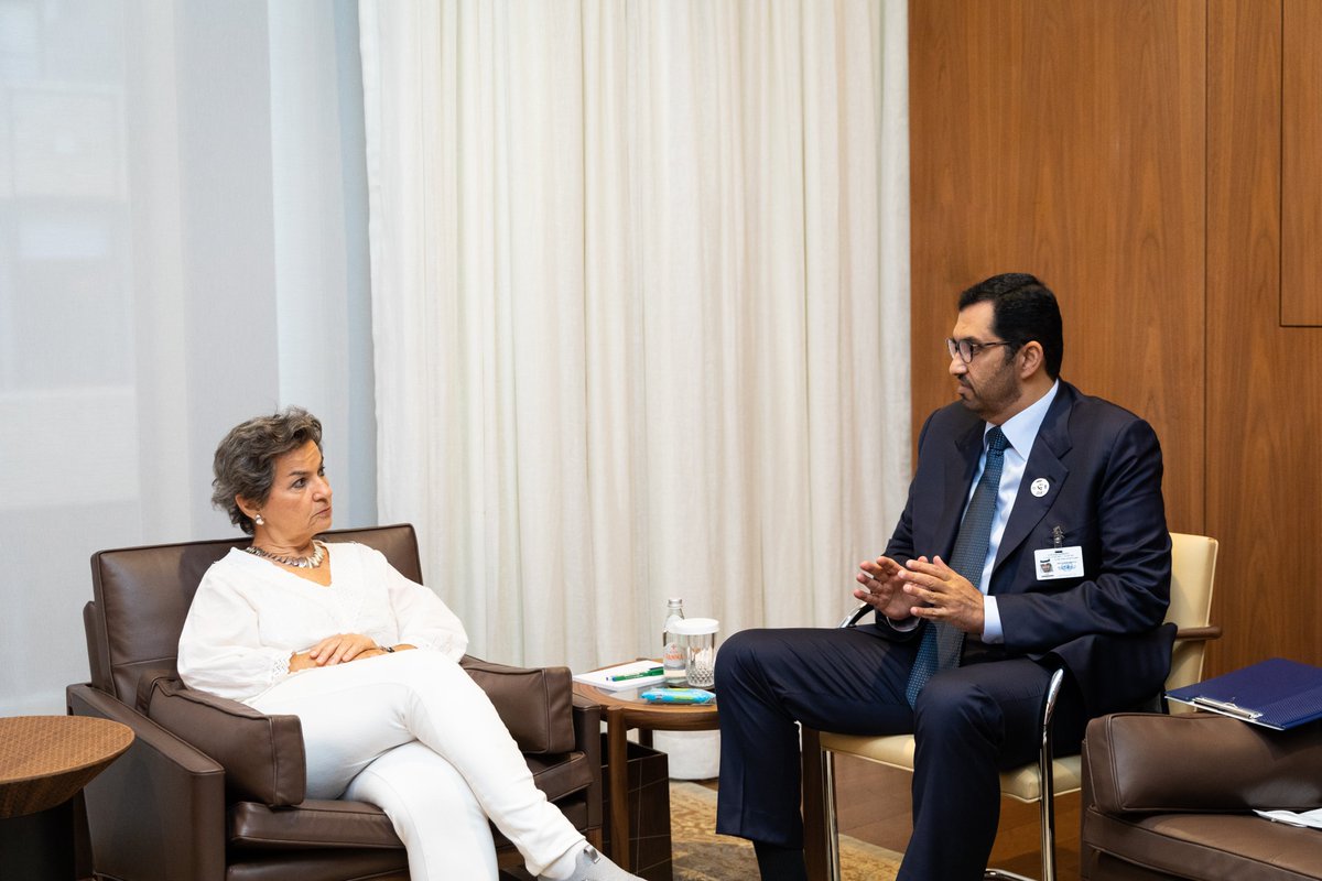 The #ParisAgreement was a historic moment, not least because of the work of <a href="/CFigueres/">Christiana Figueres</a>, the former <a href="/UNFCCC/">UN Climate Change</a> Executive Secretary. Today, Dr. Sultan Al Jaber and <a href="/CFigueres/">Christiana Figueres</a> discussed practical opportunities to turn ambition into implementation on the road to #COP28UAE. #UNGA77