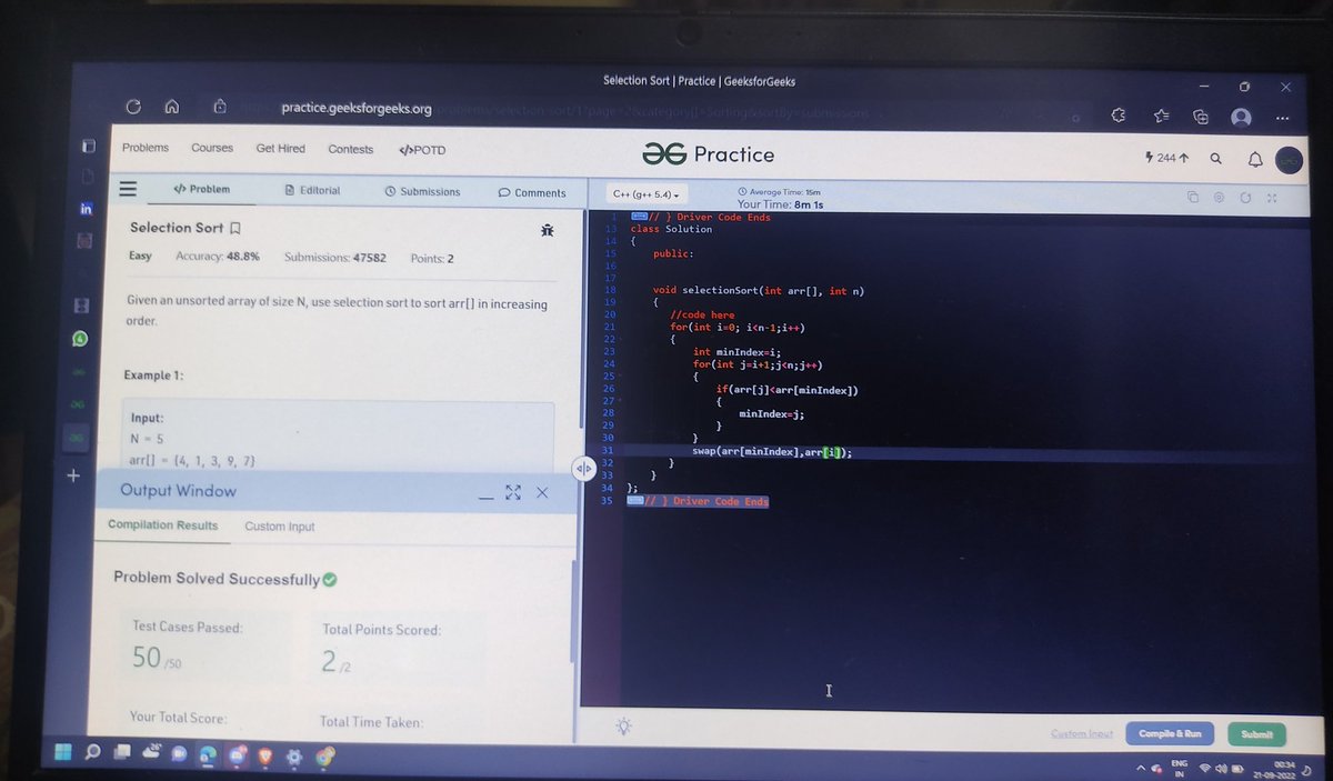 roy2pushkar's tweet photo. #Day83 of 100 Days of Code by
@CodeinCommunity
and
@MinutesCoding
Question Solve: Selection sort
Link:- https://t.co/FVyhfCcSLi
Discord:- https://t.co/7G195aCdVx…
#100daysofcodechallenge #codeincommunity #codein100daysofcode #100daysofcode #codingoood https://t.co/sT3XUKpFBc
