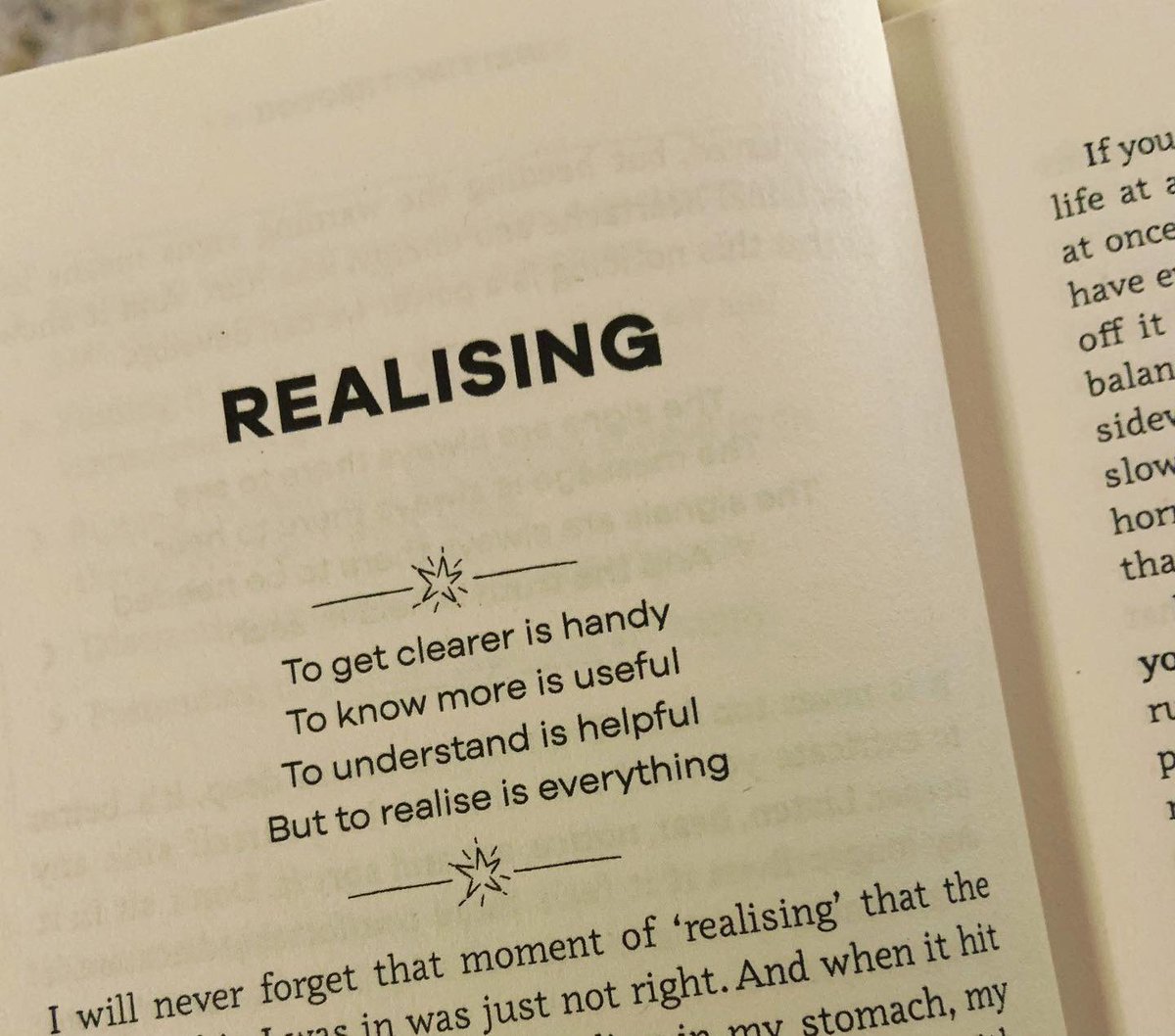 DrRadhaModgil's tweet photo. Tapping into that place of wisdom inside you that just knows something is not right and needs to be addressed requires us to Realise

Without it, we remain lost .. but we so often stay stuck in denial 

So how exactly do you ‘realise’? 

📖💫

#KnowYourOwnPower @YellowKiteBooks https://t.co/9Za1Pe8YkC
