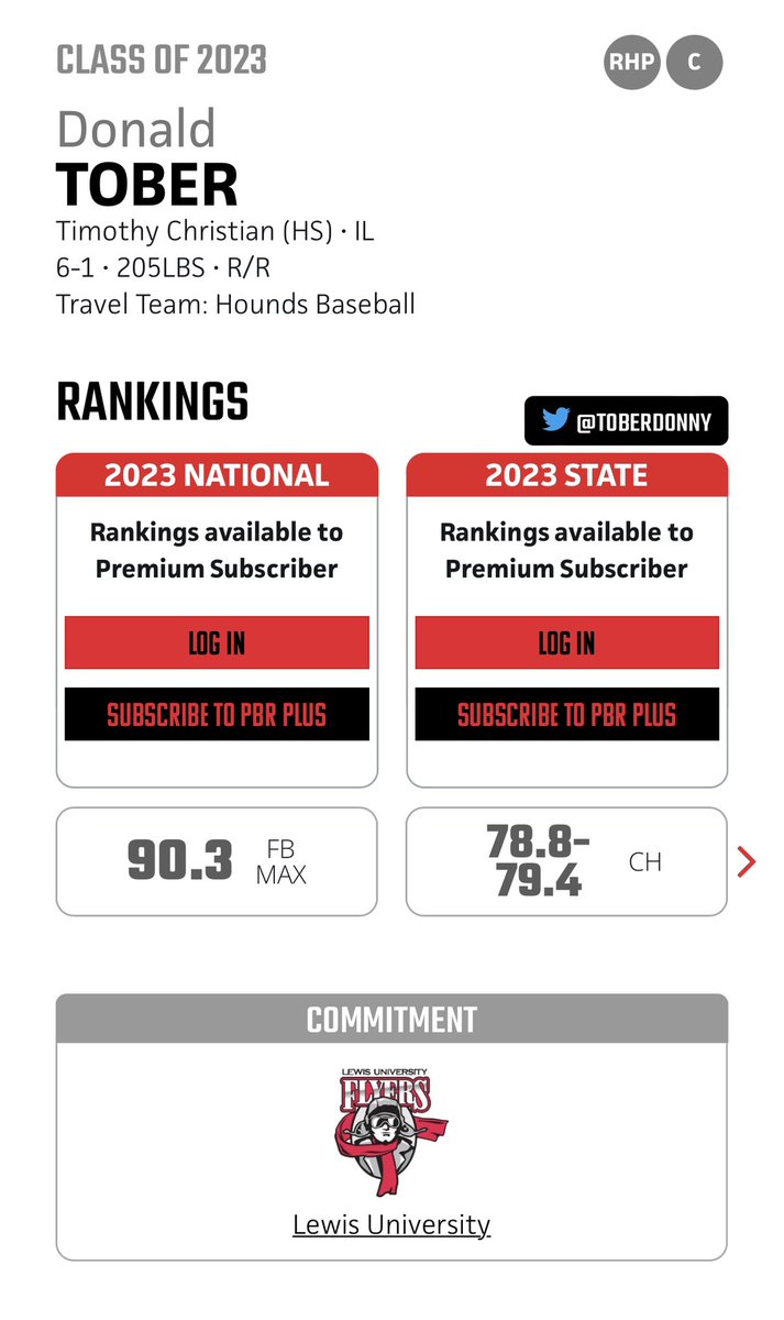 Congratulations <a href="/ToberDonny/">Donald Tober</a> on his commitment to play baseball <a href="/LewisBaseball/">Lewis Baseball</a> . Coached by <a href="/OsborneHounds/">Sean Osborne</a> and has been a great <a href="/houndsplayball/">Hounds Baseball</a> player (2023 Grad). <a href="/TopPreps/">TOP PREPS - Free Sports News, Videos & Information</a> <a href="/BUncommitted/">Baseball_Uncommitted</a>