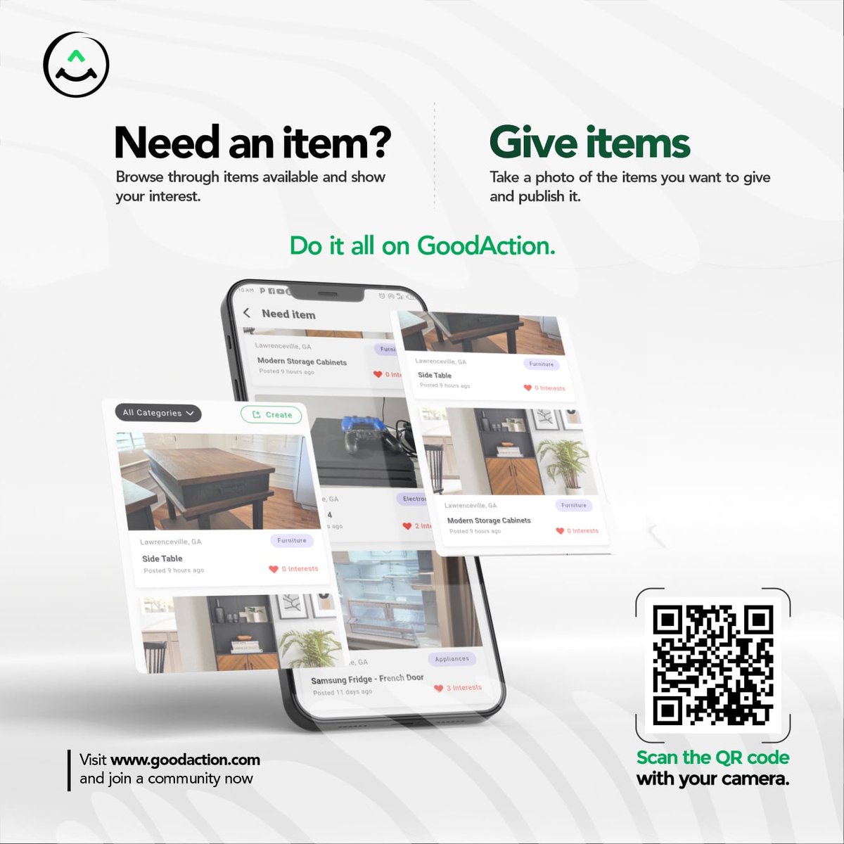 GoodActiontech's tweet photo. GoodAction is happening!! Donated items now listed on GoodAction.  Go and express your interest now, and it may be yours ❤️ 

Head over to GoodAction now! 

#instacharity #helpothers #donategoods #tellyourstory #community https://t.co/AWsl8JX9aV