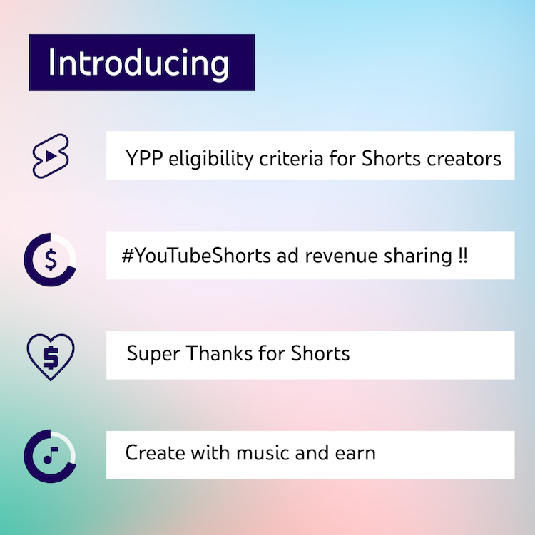 Exciting announcements today from <a href="/TeamYouTube/">TeamYouTube</a> to better support YouTube Shorts Creators with ad revenue sharing and YPP improvements: support.google.com/youtube/thread…