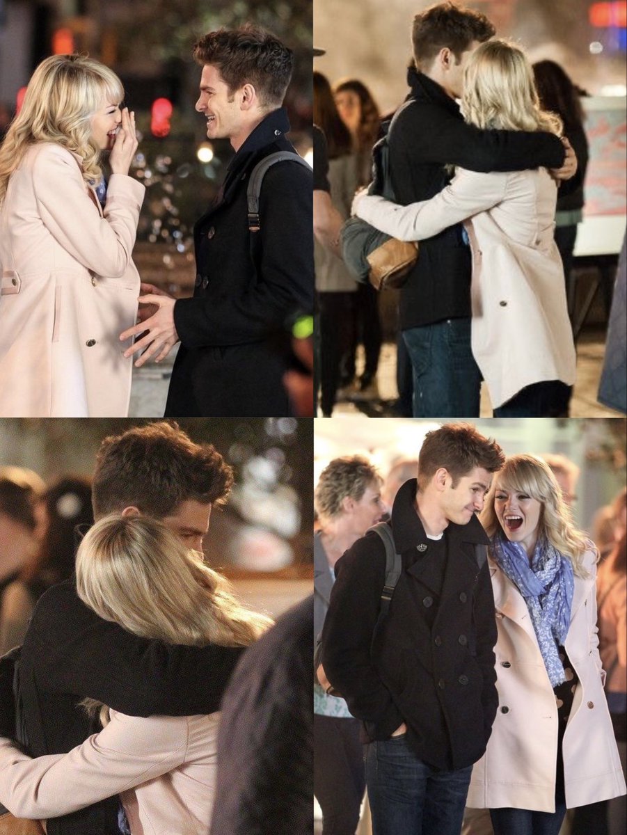 andrew garfield and emma stone behind the scenes of the amazing spider-man 2 (2014)