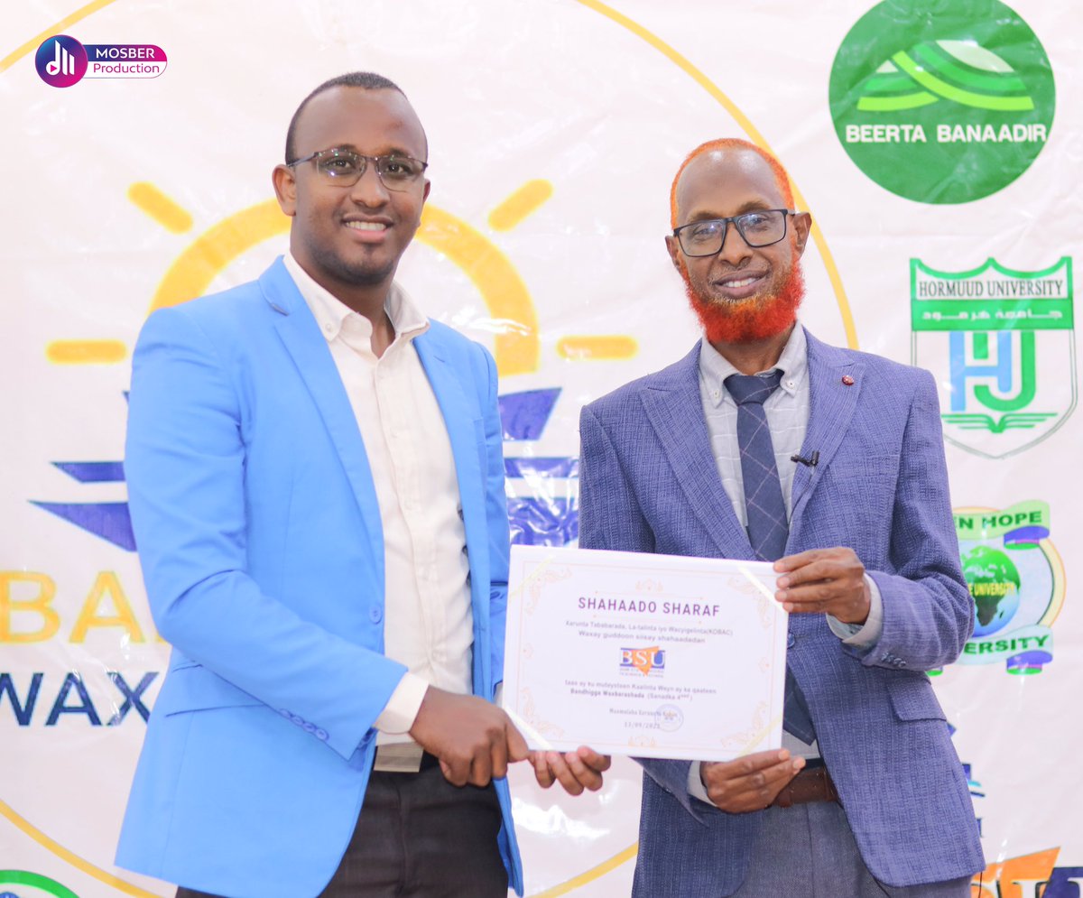 Baajamaal99's tweet photo. Its my pleasure to receive an honor certificate on behalf of @BanadirB for the participation of #Kobac annual education fair. https://t.co/W5q9oRvCFg