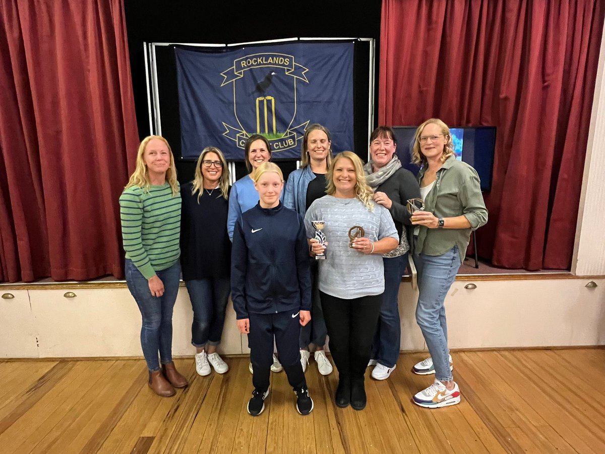 RocklandsCC's tweet photo. The evening concluded with presentations for the Rockettes. The Ladies competed in festivals this summer, winning their group &amp; finishing as runners up in the end of season festival organised by the @NorfolkCB. Awards:

Players’ Player - Sharna 
Runner Up Player’s Player - Karan https://t.co/1F1Ks0rKIZ
