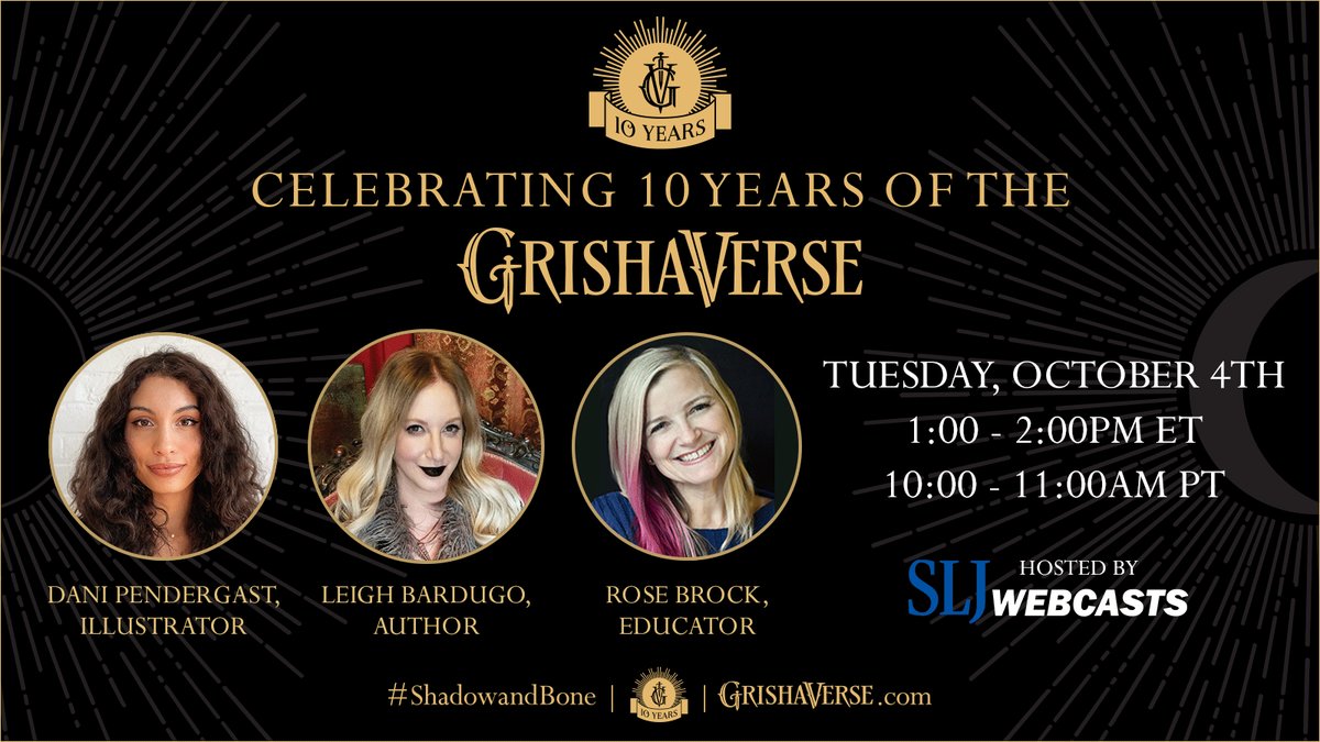 Teachers, invite your classrooms to join us for a live visit with @LBardugo! We’re celebrating 10 Years of the Grishaverse on Tuesday 10/4! Students can flex their knowledge in a trivia game + submit questions for Leigh to answer live! Register: bit.ly/Grishaverse10S… @sljournal
