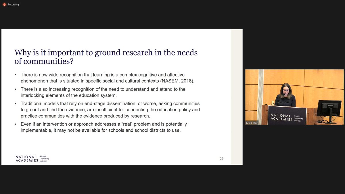AERA_EdResearch's tweet photo. .@mcmpsych begins the final session, "Ground Research in the Needs of the Communities" and introduces the panelists. #edresearch4thefuture https://t.co/Soemni1DKW