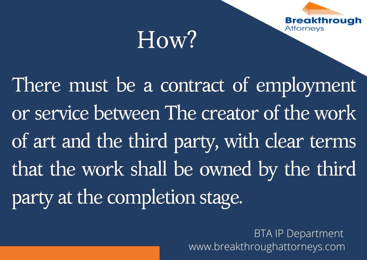 BTAttorneys's tweet image. It is Tuesday, where our IP Department shares some insights on IP related matters.

This week we are reflecting on the ownership of copyrights by third party. 
#IPTuesday #Copyrights #BTAIPDepartment #IntellectualProperty