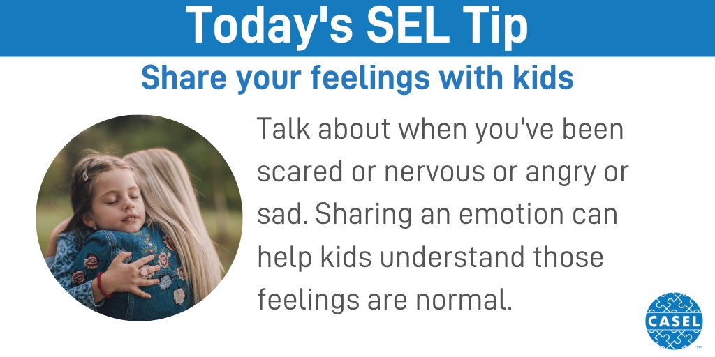 #TipTuesday: Adults play an important role modeling social and emotional learning (#SEL) for children. One way to do this is by modeling our own experiences on a wide range of emotions with them.