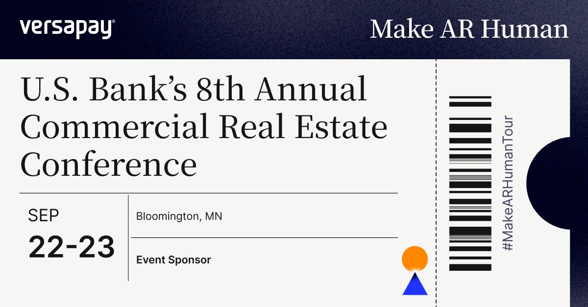 Versapay's tweet photo. The next stop on the #MakeARHumanTour is @usbank's 8th Annual Commercial Real Estate Conference. We hope to see you in Bloomington, MN, on September 22 – 23! 🤟 

#MakeARHumanTour #USBank https://t.co/vc2dmoWqEu