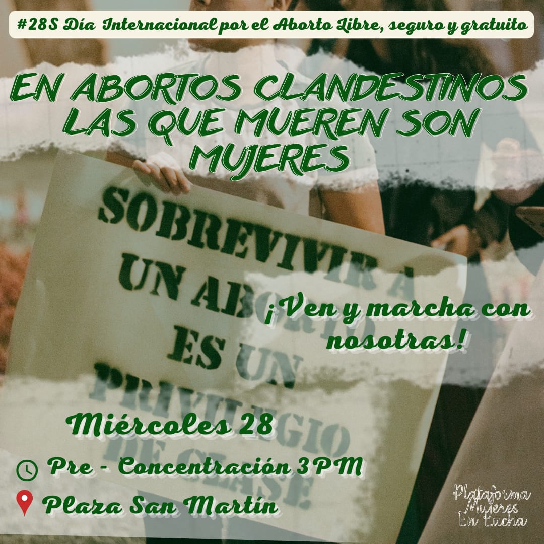 coFugitivas's tweet photo. "En abortos clandestinos las que mueren son mujeres".
Únete a nuestro bloque y marchemos juntas este miércoles #28S
Nos pre-concentraremos desde las 3PM en la Plaza San Martín para la jornada de materiales.
Haremos stencil! ✊💚 https://t.co/rXytxj8ZVF