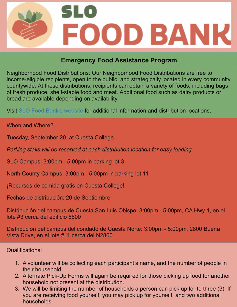 If you're in need of food assistance, please check out today's Neighborhood Food Distribution from 3-5pm!