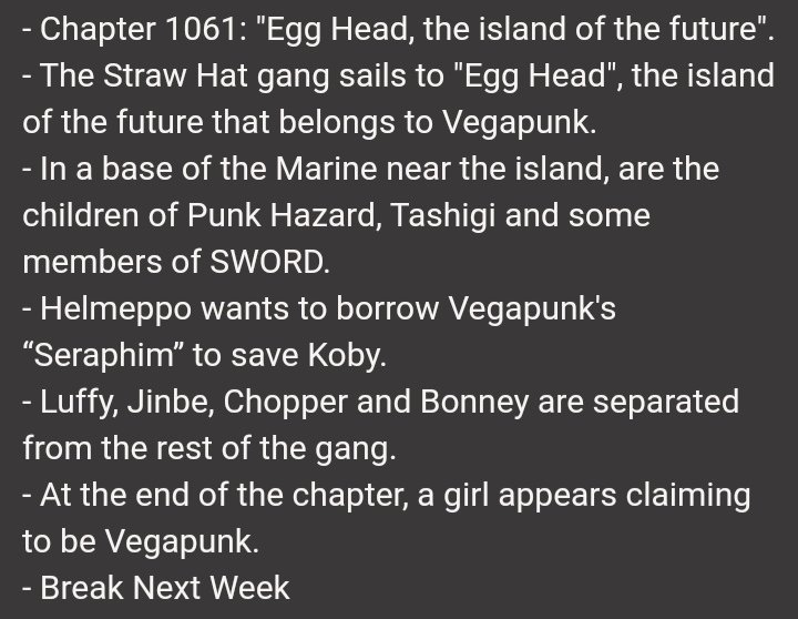 One Piece Chapter 1061 Spoilers