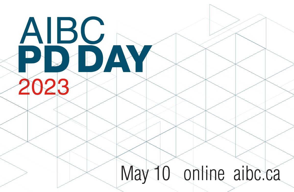 Introducing AIBC PD Day 2023! This refreshed virtual professional development event will take place virtually on May 10, 2023. 

If you are interested in presenting or speaking at PD Day 2023, we encourage you to submit a proposal by October 16, 2022: bit.ly/3BVUh7t