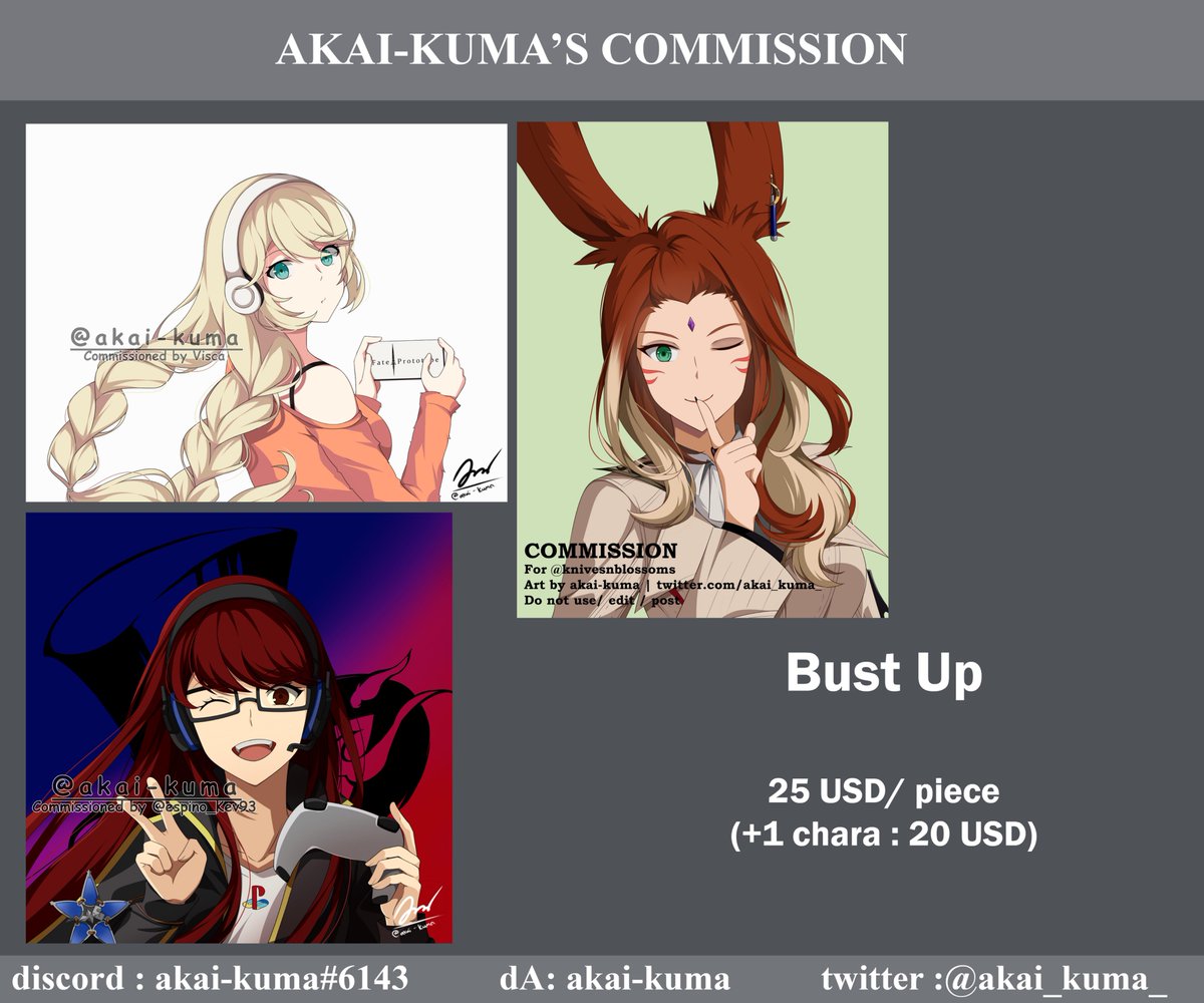 akai_kuma_'s tweet photo. 🍀C0mms Open🍀

Hello, i'm opening my c0mms again. Only open for 5 slot

If you have question or interested. Feel free to pm me!

RTs and likes is really appreciated!
Thank you ^^

#commissionsopen https://t.co/B8CjtPQc1G