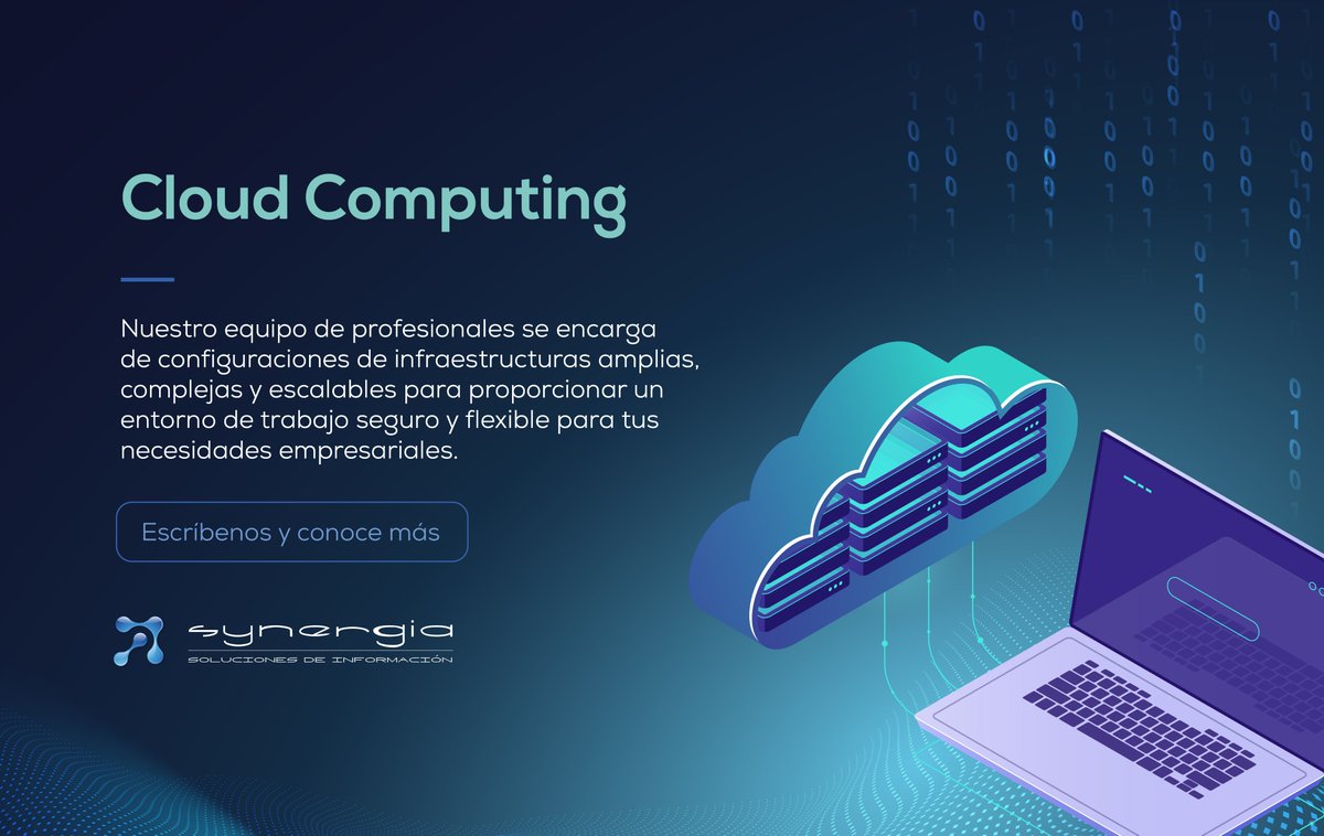 SynergiaSDI's tweet photo. ¿Conoces el Cloud Computing? 

Si quieres tener grandes ventajas empresariales nosotros te ayudamos a implementarlo en tu negocio.
.
#Synergia #SolucionesDeInformacion #CrecimientoEmpresarial #Emprendimiento https://t.co/T0gwCIzjpA