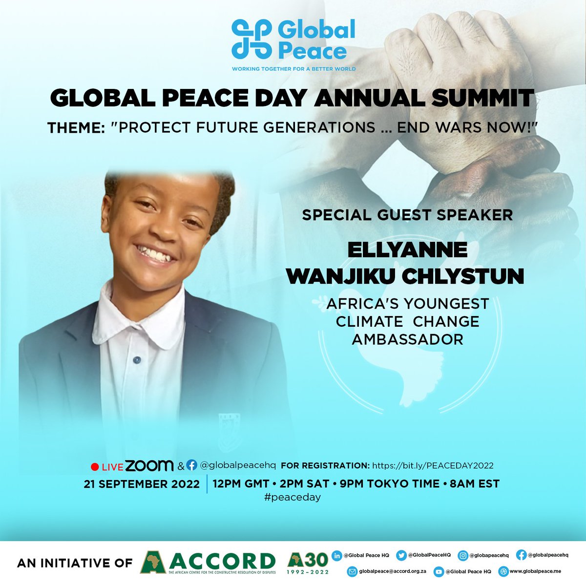 EllyanneCGithae's tweet photo. #PeaceDay Join us tomorrow 21st September. I will be speaking at Global Peace HQ Annual Summit #Trees4Peace @UNGeneva @UNESCO @antonioguterres @GlobalPeaceKeny https://t.co/jxb1qE6Po7