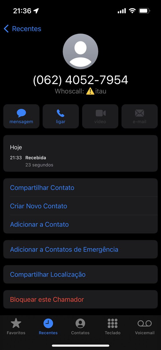 jcquicko's tweet photo. @itau O @WhoscallBrasil informa ser ligação do itau, mas me parece golpe… https://t.co/idHvBi0I4a