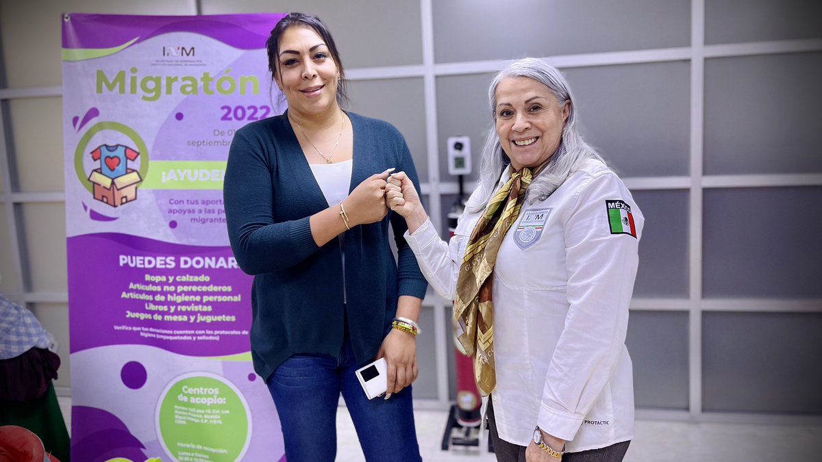 RuthVillanuevaC's tweet photo. Como parte del #Migratón2022, recibimos una significativa donación por el colectivo encabezado por Samantha Fonseca, la cual será destinada a personas alojadas en instalaciones migratorias del @INAMI_mx, así como a diversos albergues de la sociedad civil. https://t.co/mcbQ6qV3dI