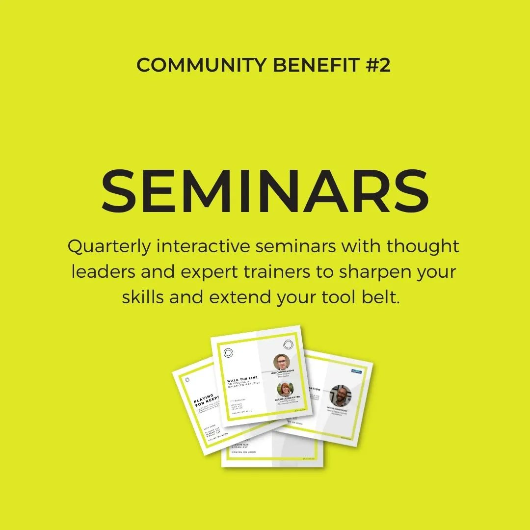 🌟 Community Benefit #2 - Seminars 🌟 
Quarterly interactive seminar with thought leaders and expert trainers to sharpen your skills and extend your tool belt.

buff.ly/3P9hkzo