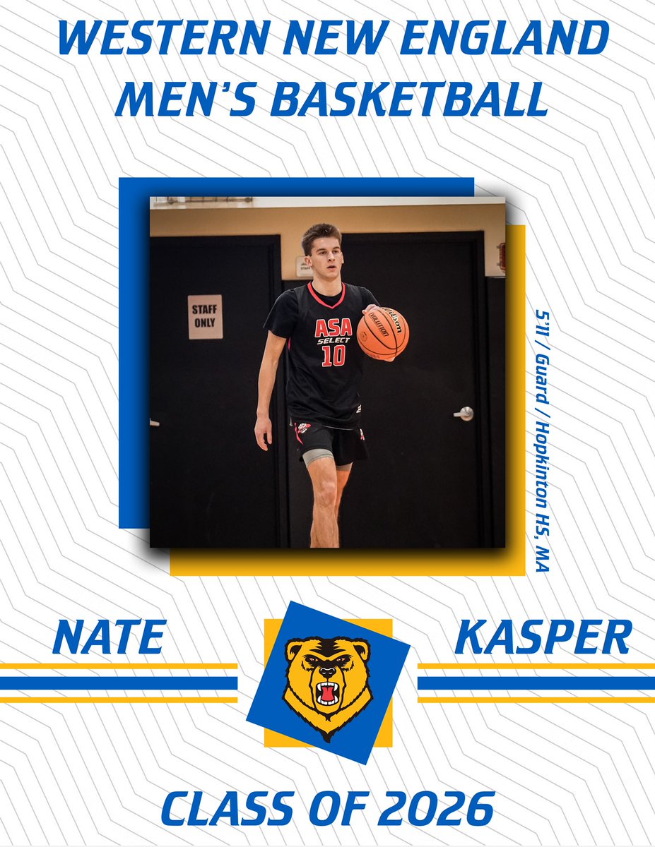 WNEbasketball's tweet photo. Our first addition is Nate Kasper ‘26. A 5’11 guard, Nate was a stand out at Hopkinton High School in MA. A 2x Tri-Valley League All Star, Nate helped lead Hopkinton to a 14-win season in his senior year. Please help us in welcoming Nate to our program!
#GBears | #Bearwitness https://t.co/hX4A1L7f74