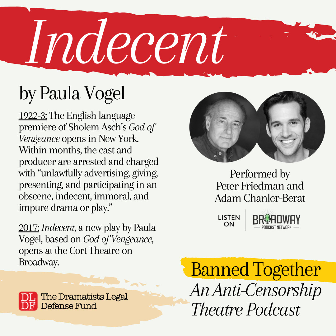 DLDF (@thedldf) on Twitter photo Hear @ChandelierBeret and Peter Friedman perform a scene, as Lemml and Asch respectively, from "Indecent" by <a href="/VogelPaula/">Paula Vogel</a>!
Our #BannedTogether podcast includes excerpts from 11 shows that have been banned or censored.
Download it now:
broadwaypodcastnetwork.com/bpn-live-repla…
<a href="/bwaypodnetwork/">Broadway Podcast Network 🎙 (BPN)</a> Hear @ChandelierBeret and Peter Friedman perform a scene, as Lemml and Asch respectively, from "Indecent" by <a href="/VogelPaula/">Paula Vogel</a>!
Our #BannedTogether podcast includes excerpts from 11 shows that have been banned or censored.
Download it now:
broadwaypodcastnetwork.com/bpn-live-repla…
<a href="/bwaypodnetwork/">Broadway Podcast Network 🎙 (BPN)</a>