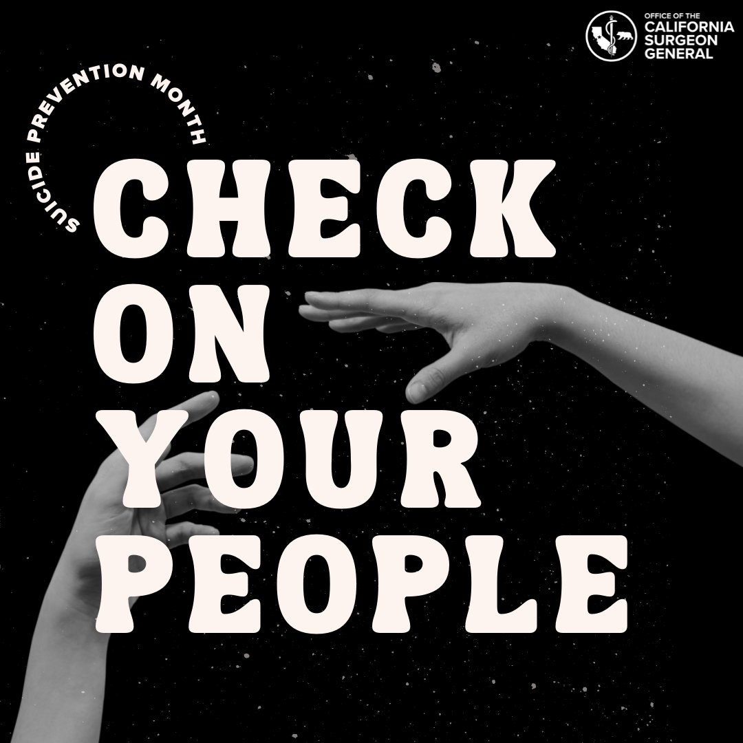 CA_OSG's tweet photo. Positive human connection can save lives. Reach out to those around you who are suffering. You don’t need to have all the answers. You only need to be there to listen and support. #SuicidePreventionMonth https://t.co/ISYR0oUjRk