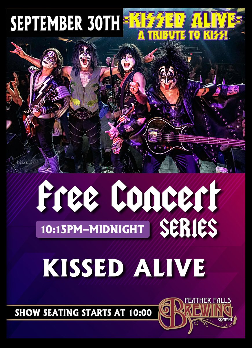 KISSEDALIVE's tweet photo. =FREE CONCERT=
KISSED ALIVE returns to 
FEATHER CALLS CASINO!!
LET'S ROCK, OROVILLE!!!!
Special guest 'Demon': @Scotty89102 
(Scott Griffin from LA Guns!!)
More info:
https://t.co/5dXut3ARqD

@FeatherFalls #tributebands @BladtCast
  #tributebands #rockandroll  #kiss https://t.co/YTY3d1RBci