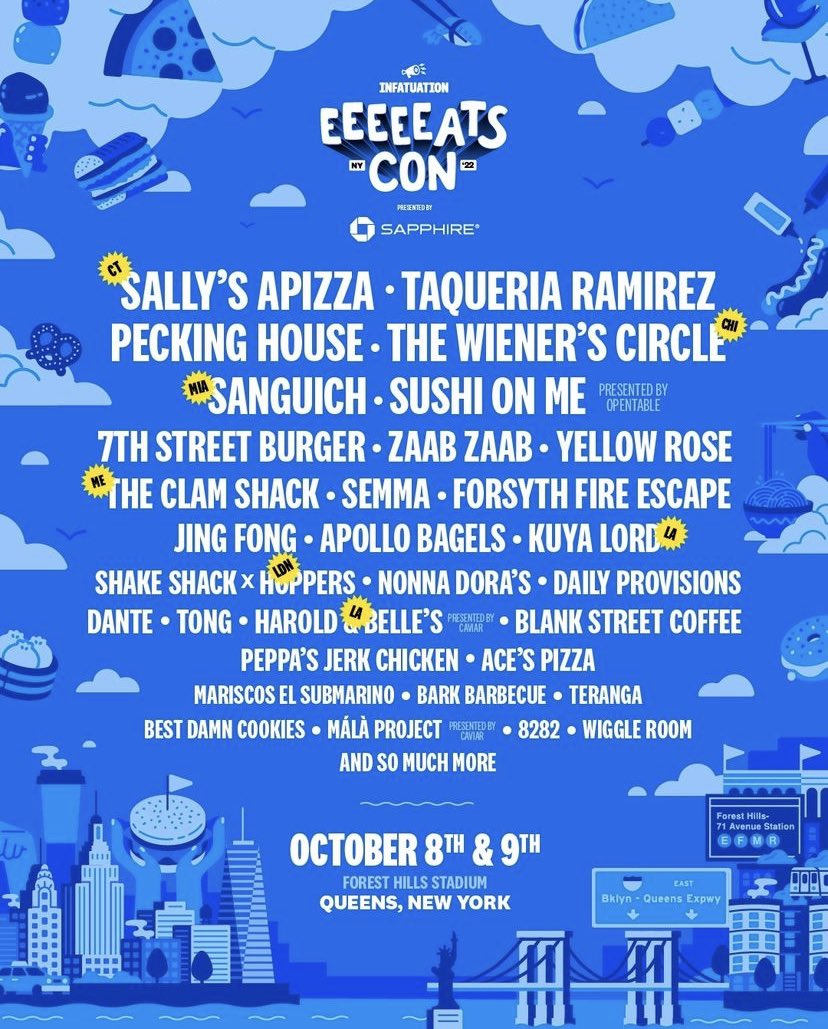 The restaurants are locked. The tickets are on sale. You know what to do. See you on October 8th and 9th.