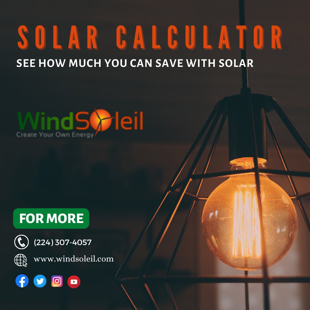 WindSoleil1's tweet photo. To rapidly calculate how much you can save using solar energy, use our solar calculator. Estimates are based on your location, your recent energy usage, and your electricity bill.

For More👉 https://t.co/558mOEdWd4
Call us today at (888) 944-5765

#solarpanels https://t.co/YliVXqgQjM
