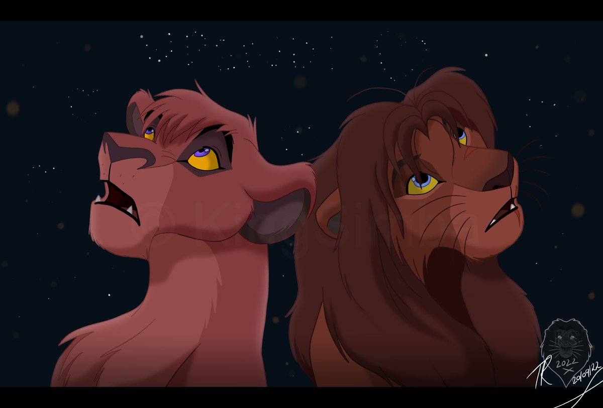 TLK 2 AU: Go to Upendi ✨💘

“Go to a special place in your heart called… Upendi!” 💗￼ - Rafiki

Scene redraw, featuring Ko &amp; Vi in the same poses we saw Kovu &amp; Kiara in 👀

Can you spot the word in the stars? ￼⭐️

#kopa #vitani #upendi #disney #fanart #thelionking #lionking
