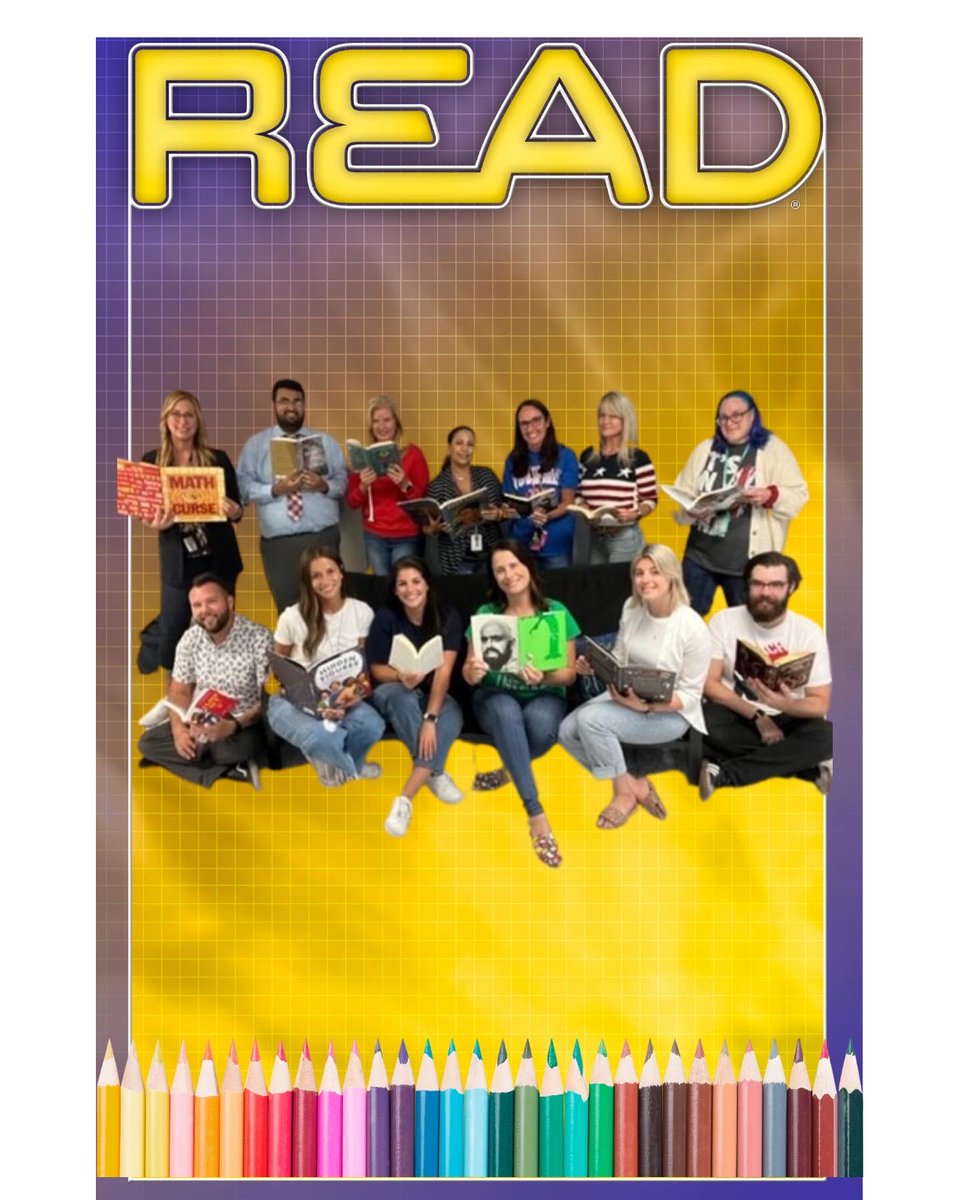 When you and your awesome teammates take the time to take a picture to inspire middle schoolers to read!📚 #lovemyjob #lovewhereyouwork #loveyourcoworkers  #bhms <a href="/Official_BHMS/">Bunker Hill Middle</a>