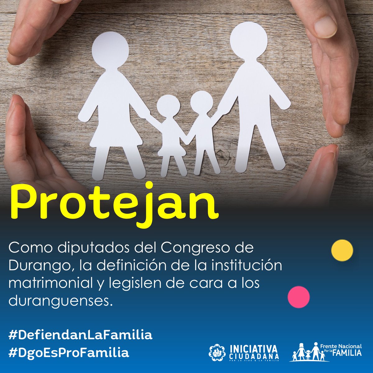 <a href="/CongresoDurango/">Congreso Durango</a>, protejan la definición de la institución matrimonial y legislen de cara a los duranguenses.
#DgoEsProFamilia
#MatrimonioHombreYMujer 
@rpachecodgo
<a href="/GabyHLopez/">Gaby Hernández</a>
<a href="/RLopezPescador/">Ricardo López Pescador</a>
<a href="/SCTorrecillas/">Susy Carolina</a>
<a href="/SandraLuz_Reyes/">Sandra Reyes</a>
<a href="/EnriqueBenitezO/">Enrique Benitez</a>
<a href="/Rosytrianamtz/">Rosa Triana Martinez</a>
<a href="/SugheyTorresR/">SUGHEY TORRES</a>