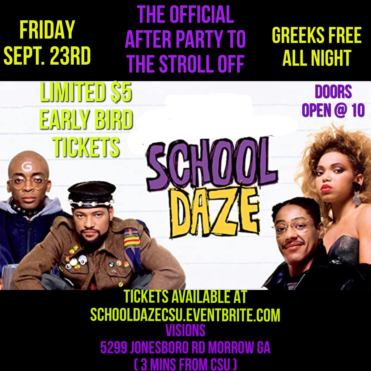 PhreshAddict's tweet photo. This Friday Sept. 23rd The Official Stroll Off After Party. Limited $5 Tickets Available. 3 Mins From CSU Campus 5299 Jonesboro Rd Morrow GA. Tickets Available At https://t.co/6k9Iy3b3kb

#ClaytonState #ClaytonNotColumbus https://t.co/ubpz7XzfQn