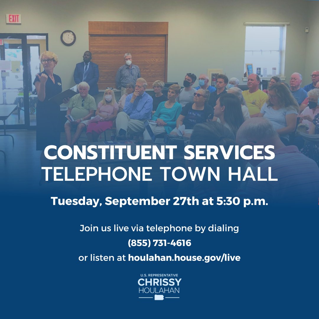 Chrissy Houlahan on Twitter "CONSTITUENT SERVICES TELEPHONE TOWN HALL