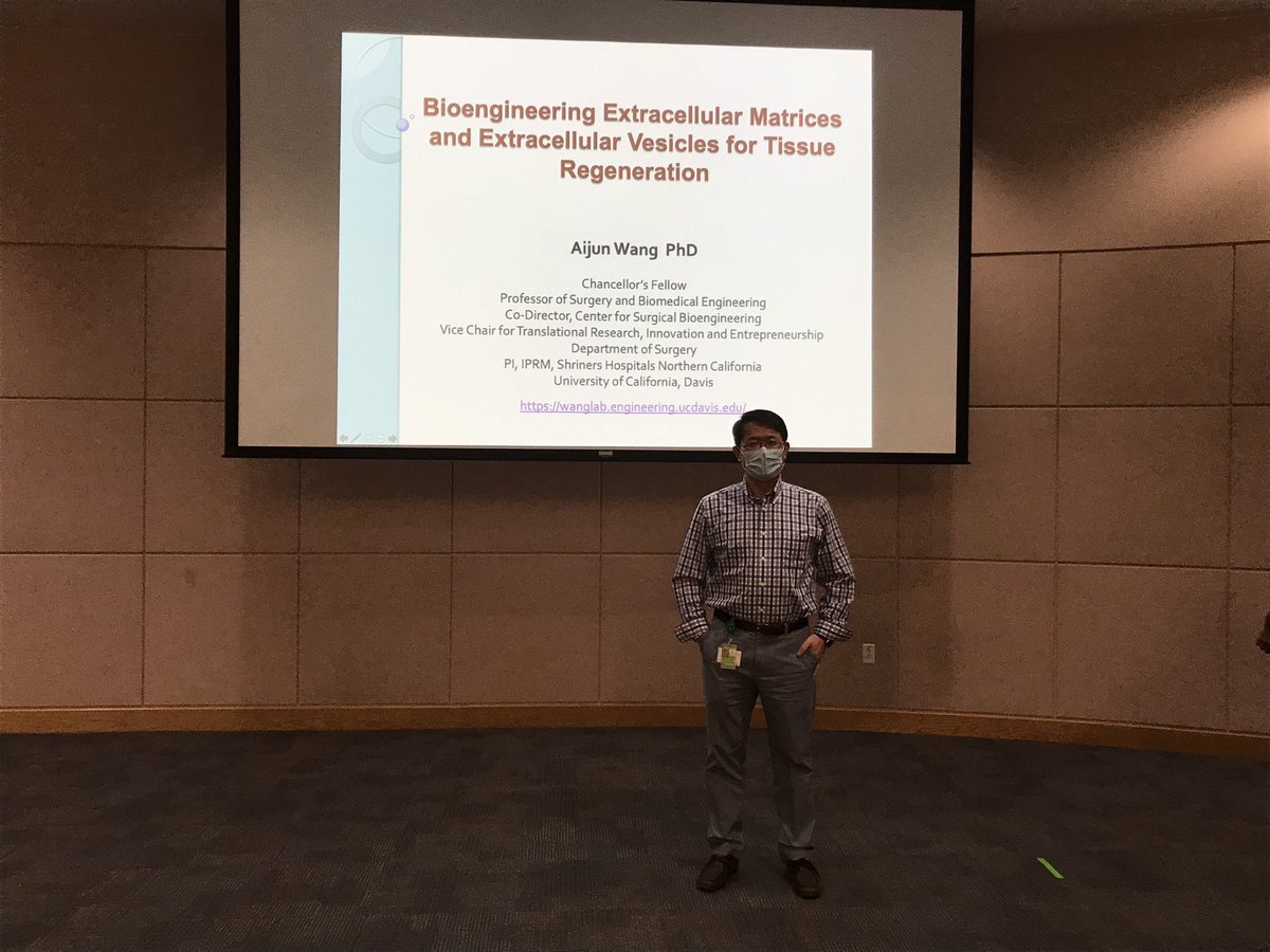 ucdsurgerycsb's tweet photo. Dr. @AijunWangLab leading off the @ShrinersNorCA seminar series! Great start to the new academic year!#UCDCSB #ShrinersHospital #CIRM #UCDBME #STEMResearch #StemCells #UCDavis https://t.co/Ix0ggpcrnG
