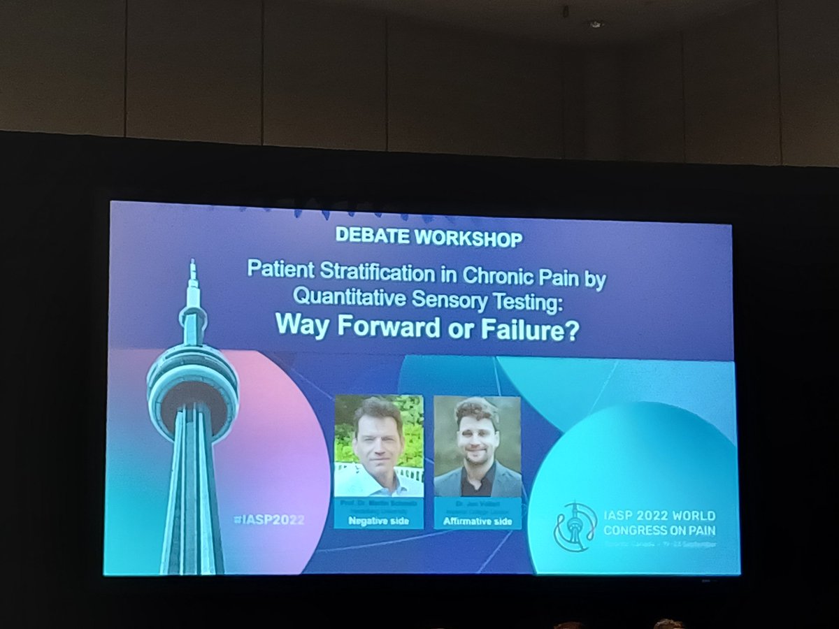 Nadia Soliman (@nadia_soliman_) on Twitter photo The big head to head: chronic pain patient stratification by quantitative sensory testing, which side are you on?
Way forward (<a href="/TimPnin/">Jan Vollert</a>) or failure (Martin Schmelz) to determine treatments in clinical trials?
#IASP2022 The big head to head: chronic pain patient stratification by quantitative sensory testing, which side are you on?
Way forward (<a href="/TimPnin/">Jan Vollert</a>) or failure (Martin Schmelz) to determine treatments in clinical trials?
#IASP2022