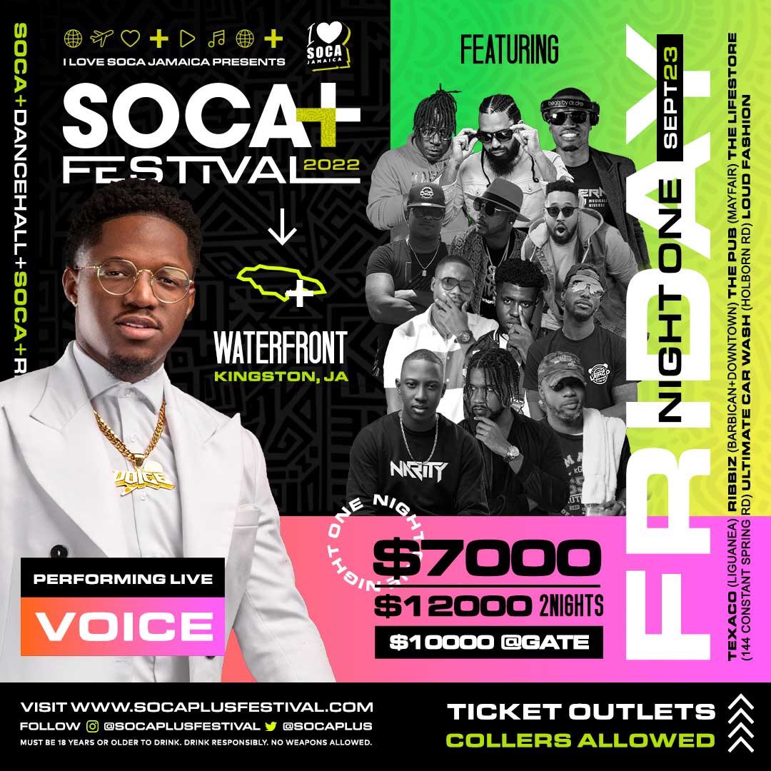 SocaPlus's tweet photo. @SocaPlus TWO NIGHTS ➕ vibes 🔥

Tickets 🎫
NIGHT 1 &amp; 2 | FRI Sept 23 &amp; 24 
Pre-Sold $7,000 JMD EACH

TWO NIGHTS
Sept 23 &amp; 24
Pre-Solds $12,000 JMD

For Tix: Visit any of our ticket locations or https://t.co/wCQYGMRDy0 or any of our ticket ambassadors.

Powered by @ilovesocaja https://t.co/vTS7yWv2TN
