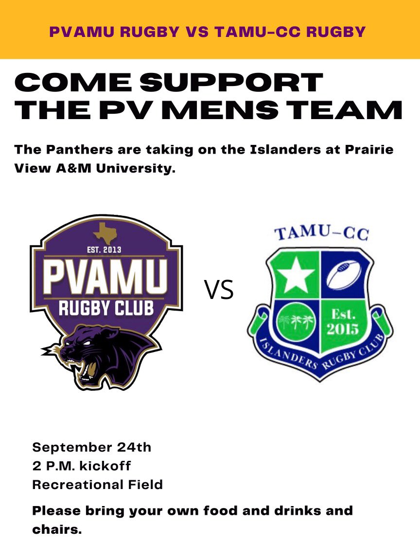 PvamuR's tweet photo. 2pm kickoff this Saturday!! Come watch #pvrugby 🏉💜 https://t.co/1nyACNjSZA